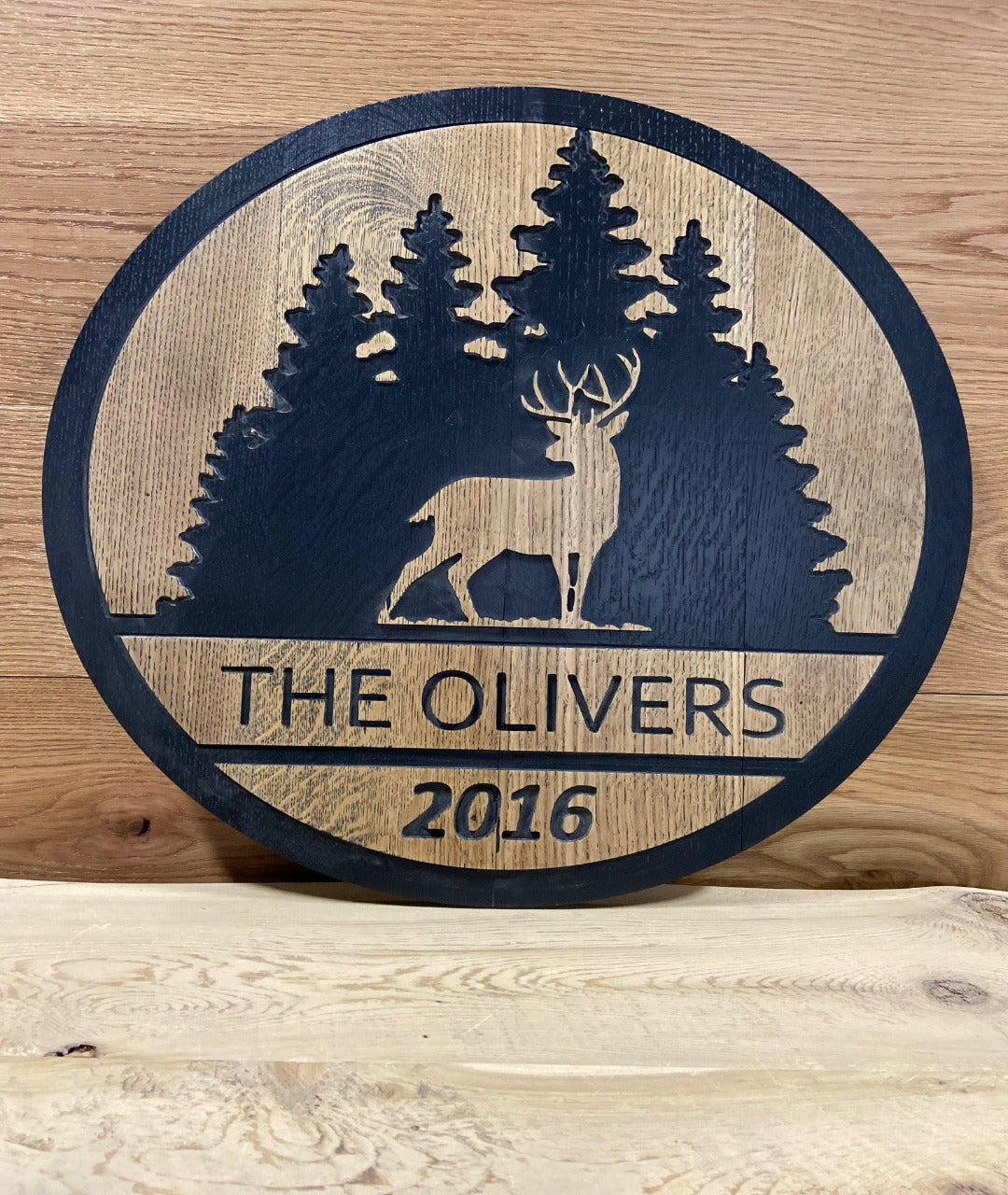 Wood Sign | Customizable Deer Family Sign