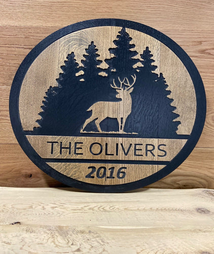 Wood Sign | Customizable Deer Family Sign